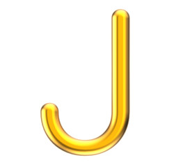 3D render metallic alphabet J