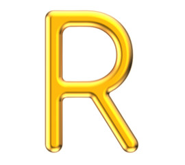 3D render metallic alphabet R