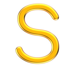 3D render metallic alphabet S
