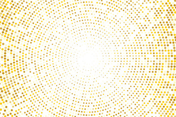 Abstract futuristic halftone pattern. Comic background. Dotted backdrop with circles, dots, point small scale. Gold, golden glitter