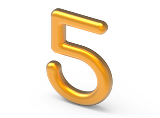 3D render golden number 5