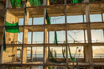 Building being demolished