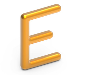3D render metallic alphabet E