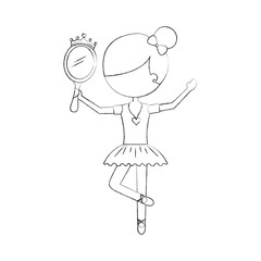 little girl dancer ballet holding princess mirror