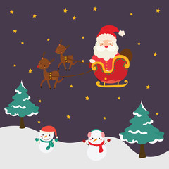 Christmas santa claus and reindeer,snowman snow vector