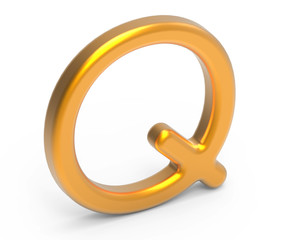 3D render metallic alphabet Q