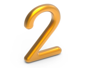 3D render golden number 2