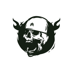 Skull soldier army vector design illustration