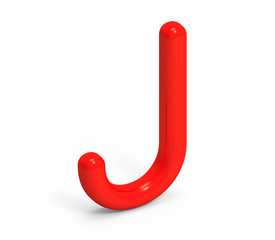 3D render red alphabet J