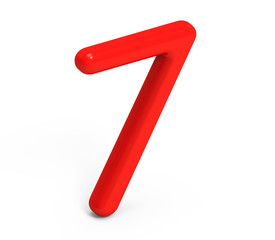 3D render red number 7