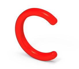 3D render red alphabet C