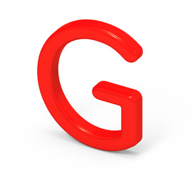 3D render red alphabet G