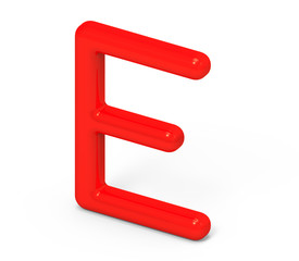 3D render red alphabet E