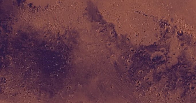 Very high altitude aerial flyover of Mars' equator at 111 degrees longitude. No HUD. Clip is reversible and can be rotated 180 degrees. Data: NASA/JPL/USGS