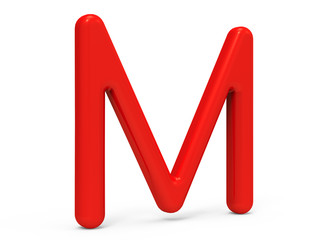 3D render red alphabet M