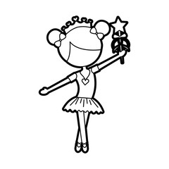 little girl dancer ballet holding magic wand