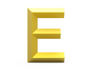 3D render golden beveled alphabet E