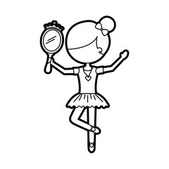 little girl dancer ballet holding princess mirror