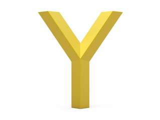 Fototapeta premium 3D render golden beveled alphabet Y