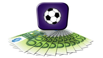 Pack of euro with icon of football. Illustration for use in advertising bookmakers and betting
