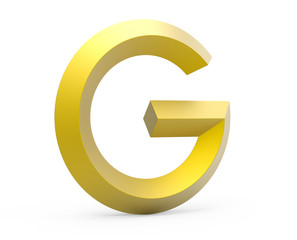 3D render golden beveled alphabet G