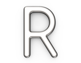 3D render metallic alphabet R