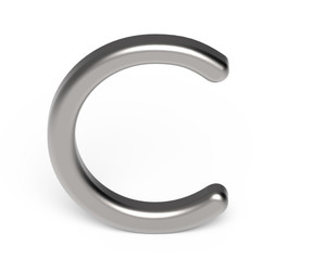 3D render metallic alphabet C