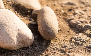 large stones on the ground in nature