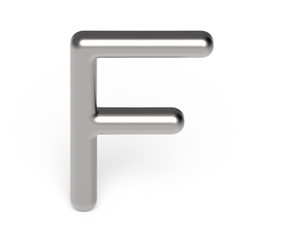 3D render metallic alphabet F