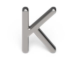 3D render metallic alphabet K