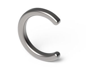 3D render metallic alphabet C