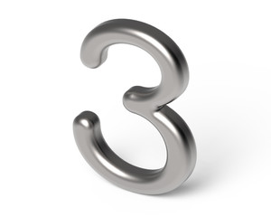Fototapeta premium 3D render metallic number 3