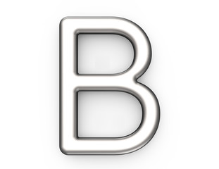 3D render metallic alphabet B