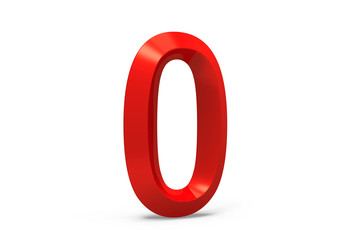 3D render red beveled number 0