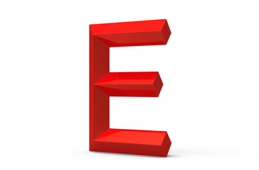 3D render red beveled alphabet E