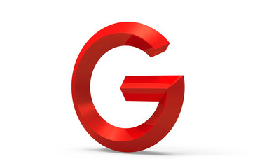3D render red beveled alphabet G