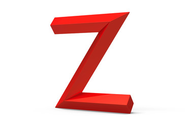 3D render red beveled alphabet Z