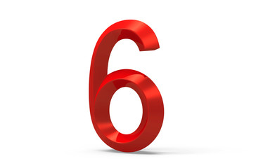 3D render red beveled number 6