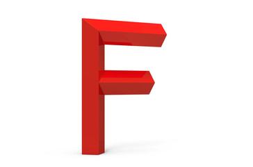 3D render red beveled alphabet F
