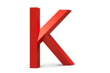 3D render red beveled alphabet K