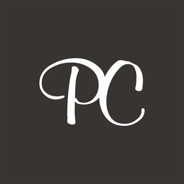 PC logo letter design template vector