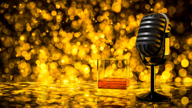 microphone and brandy glass