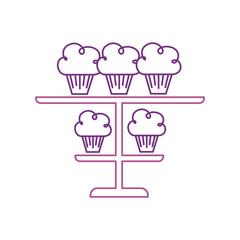 birhtday cupcakes on tiered platter decoration vector