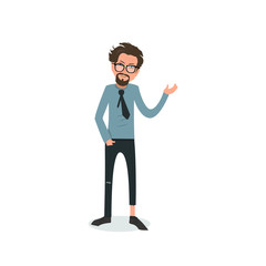 Exhausted and completely wiped out cartoon guy in casual clothes, gesturing. Vector illustration. Modern flat design.