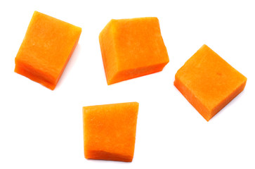 piece of pumpkin isolated on white background top view