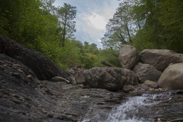 Mountain river in the stone bed