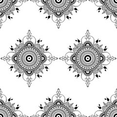 Vector mandala illustration for fabrics, notebooks, cards. Seamless pattern.