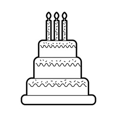 birthday cake with candles burning sweet delicious