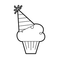Fototapeta na wymiar birthday cupcake with party hat decoration