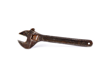 Adjustable wrench on white background